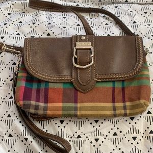 Chaps Small Crossbody Purse-Plaid-Wristlet